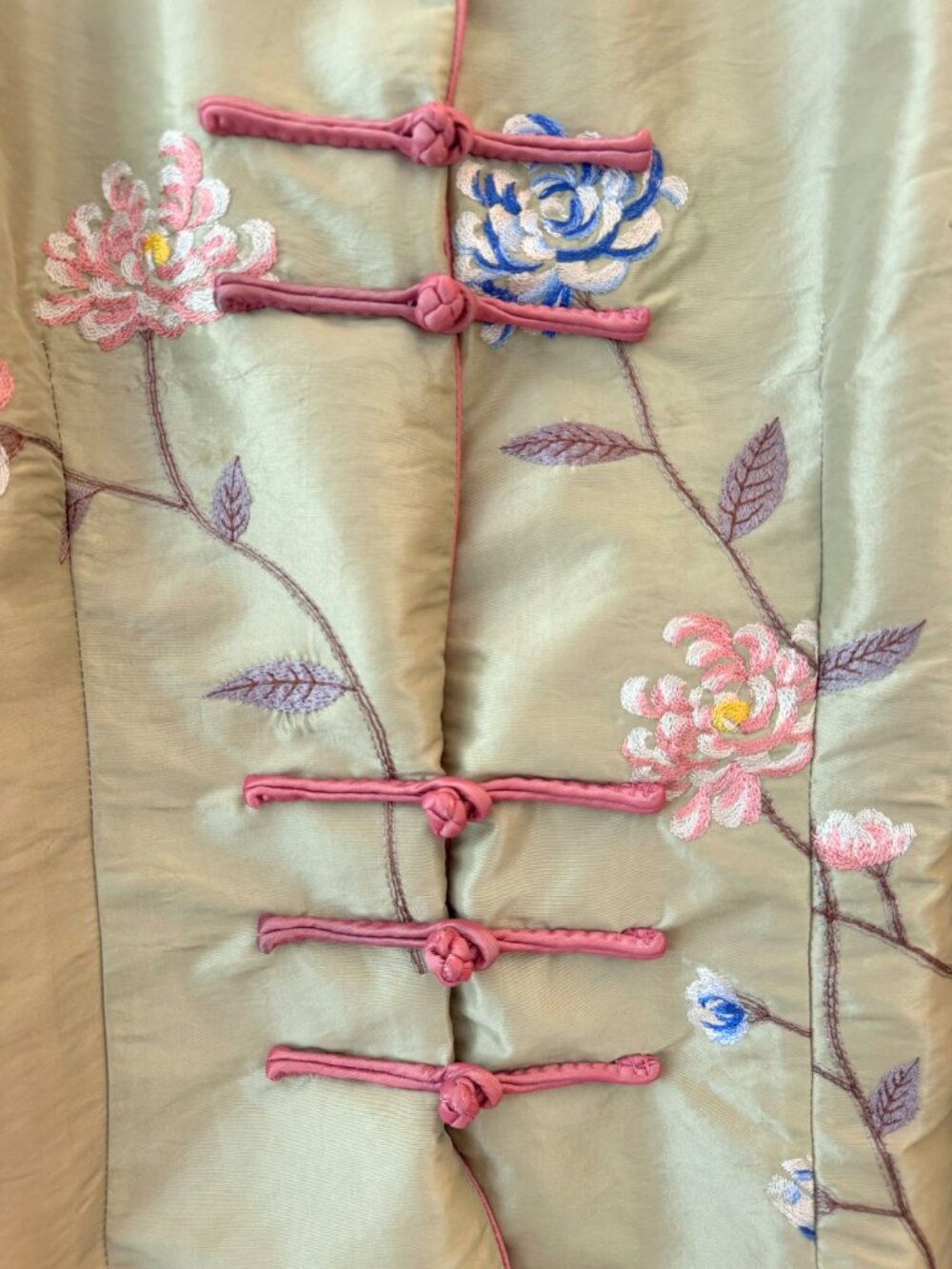 Grace Chuang New York Silk Embroidered Mandarin Collar Frog Closure Jacket L - Picture 6 of 9